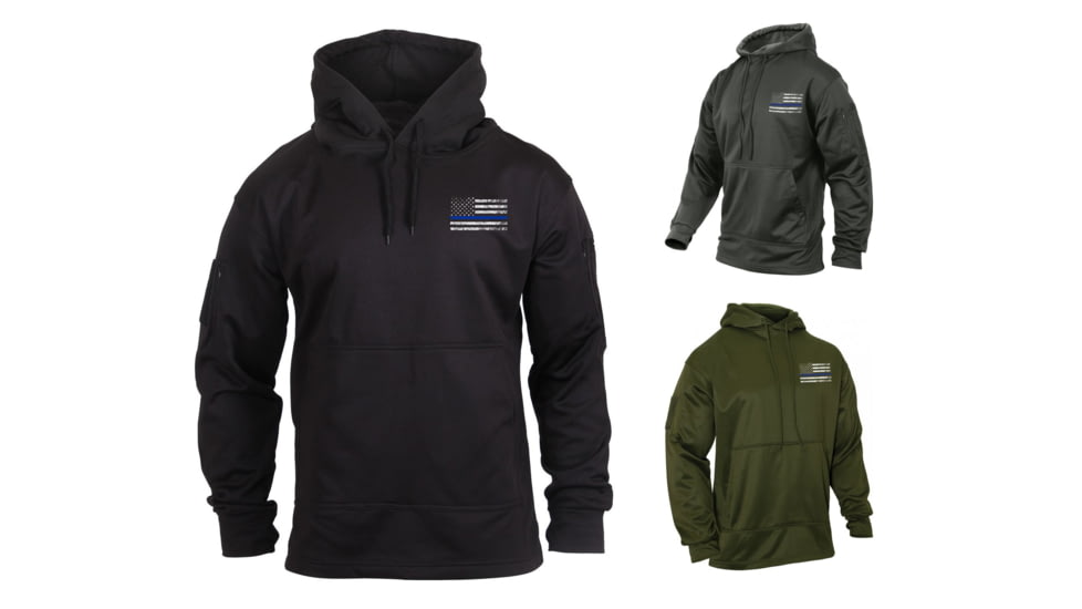 Rothco Thin Blue Line Concealed Carry Hoodie, Black, Grey, Olive Drab