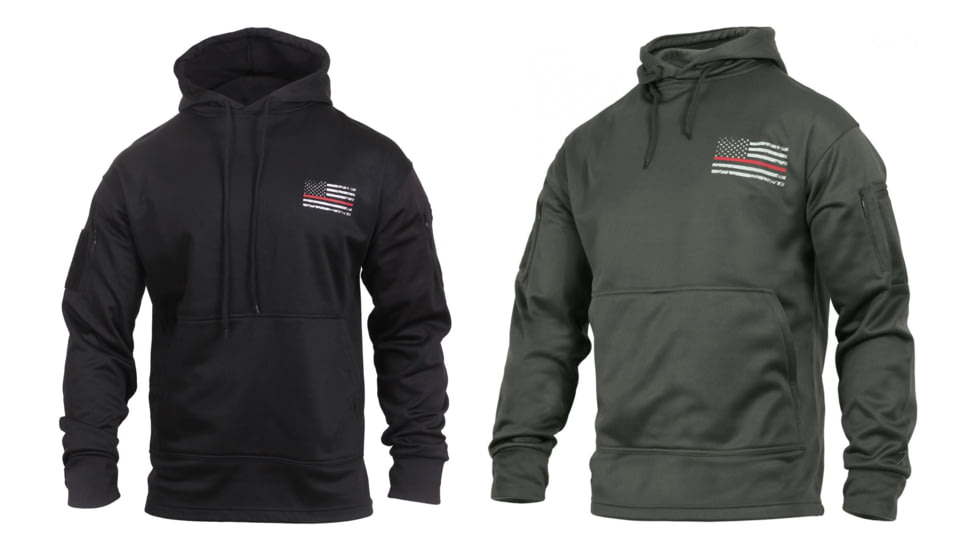 Rothco Thin Red Line Concealed Carry Hoodie, Black, Grey