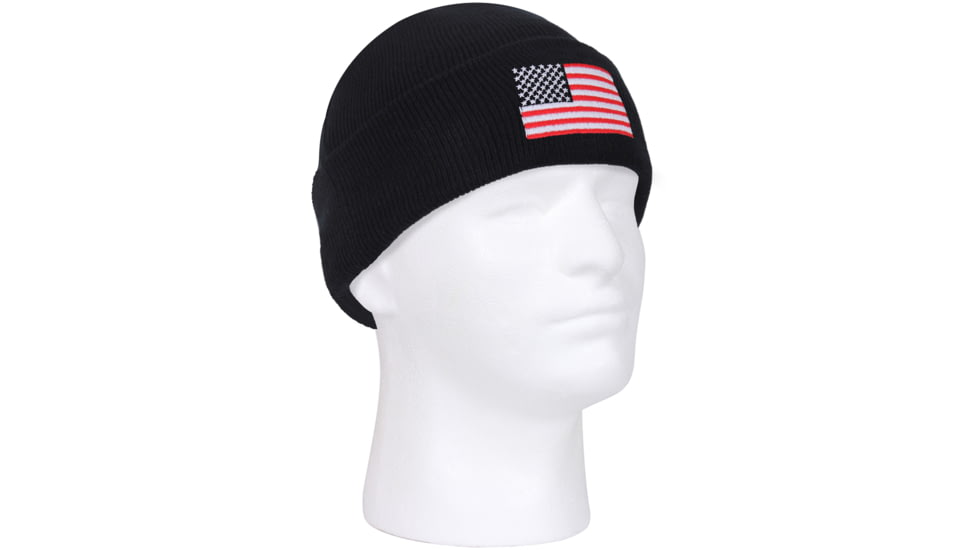 Rothco US Flag Embroidered Watch Cap, Black, 5430
