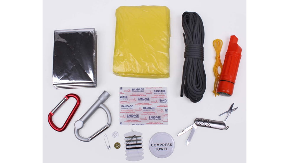 Rothco Utility Pouch with Survival Kit Essentials, Black, 10189-Black