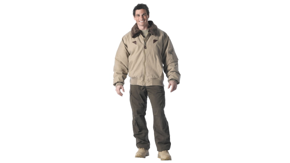 Rothco Vintage B-15A Bomber Jacket, Khaki, Small, 8630-Khaki-S