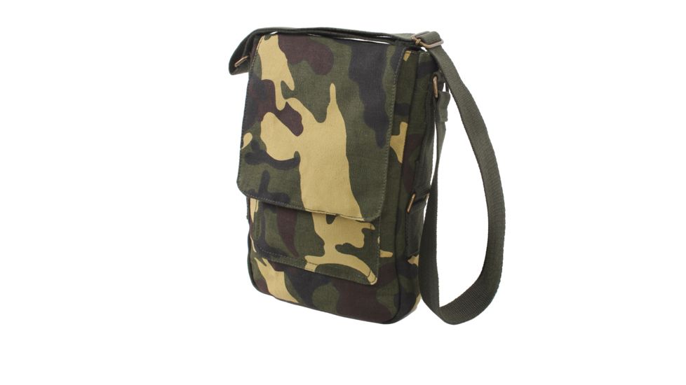 Rothco Vintage Canvas Military Tech Bag, Woodland Camo, 5798-WoodlandCamo