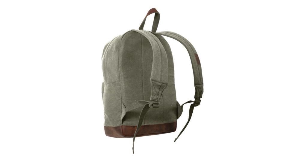 Rothco Vintage Canvas Teardrop Backpack With Leather Accents, Olive Drab, 9666-OliveDrab