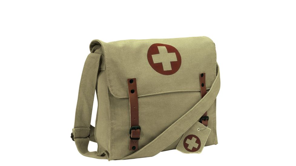 Rothco Vintage Medic Bag With Cross, Khaki, 9121-Khaki