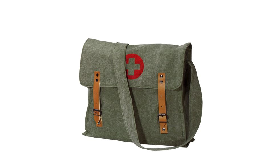 Rothco Vintage Medic Bag With Cross, Vintage Olive Drab, 9141-VintageOliveDrab