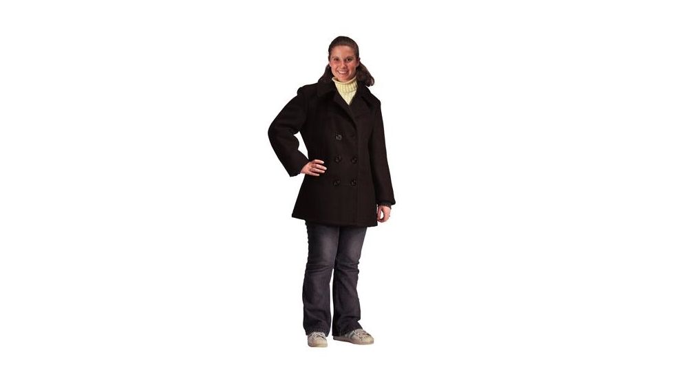 Rothco Womens Navy Type Black Wool Peacoat, Extra Small, 7038-XS