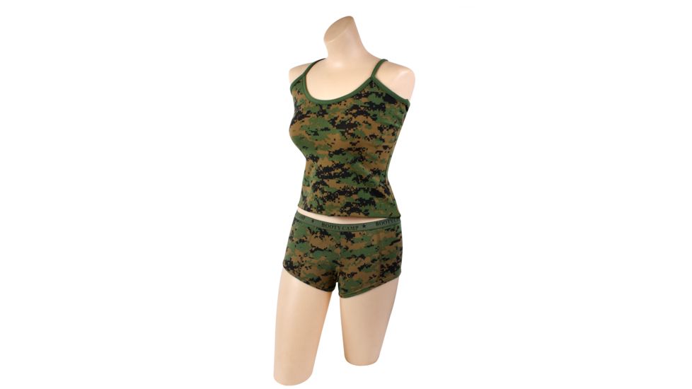 Rothco Woodland Digital Booty Camp Booty Shorts &amp; Tank Top, Extra Small, 4977-Top-XS