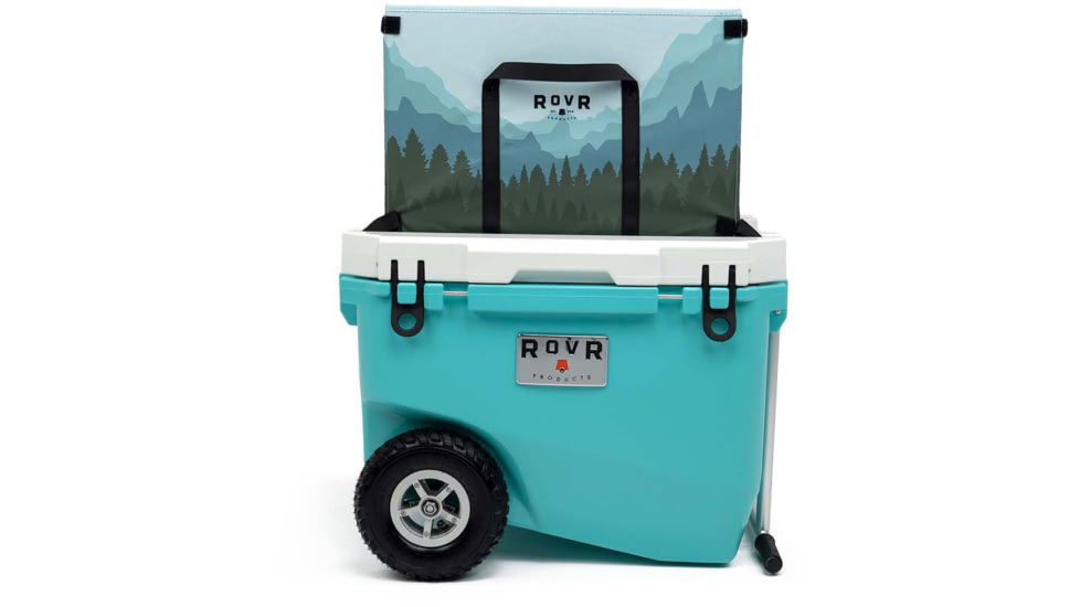 RovR Products RollR 60 Cooler w/ Wagon Bin, Glacier, 60 Quart, 60GROLLRWB