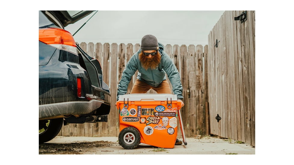 RovR Products RollR 80 Cooler w/ Wagon Bin, Desert, 80 Quart, 80DROLLRWB