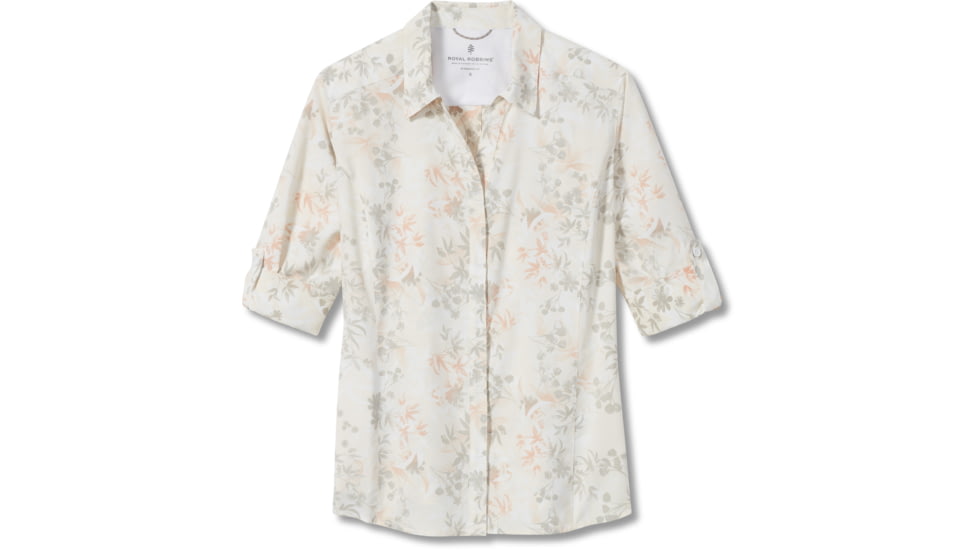 Royal Robbins Expedition II Print 3/4 Sleeve Shirt - Womens, Creme Zephyr Print, XS, Y322024-Creme Zephyr -XS