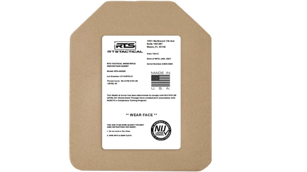 RTS Tactical EX Hardox Level III+ ICW Special Threats Steel Core Inse Core Armor Plate Insert