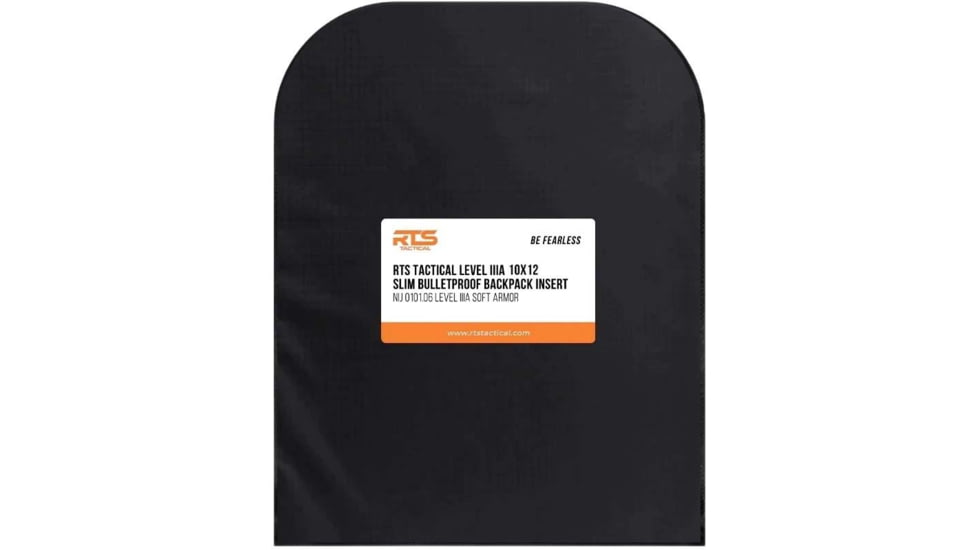 RTS Tactical Level IIIA EX770 Backpack Panel Insert, Black, 10 x 12, RTS-52310