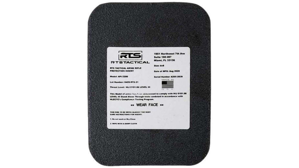 RTS Tactical Lightweight Level III+ Rifle Special Threats 6X8 Insert, Tan, RTS-42720