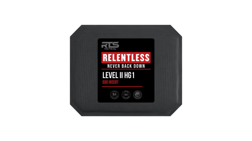 RTS Tactical Ballistic Insert Relentless Level II HG1 Barrday Kevlar Armor Plate