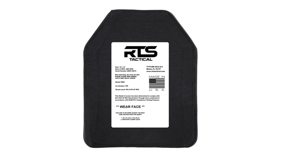 RTS Tactical Ceramic Level RF3 Stand Alone 9800 Series Armor Plate