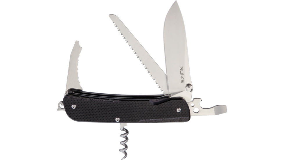 RUIKE LD32 Multifunctional Knife Multi-Tools, Folding Knife, 4in Closed, 3in Mirror 12C27 Sandvik SS Blade, Black Textured G10 Handle, Thumb Stud, Black, LD32-B