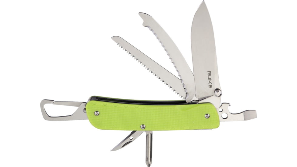 RUIKE LD43 Trekker Multi-Tools, Folding Knife, 4.5in Closed, Green G10 Handle, Thumb Stud, Green, LD43