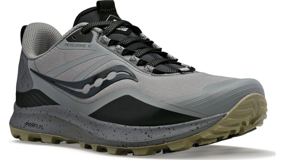 Saucony Peregrine Ice+ 3 Trail Shoes - Mens, Gravel/Black, 8, Medium, S20791-30-030-M-8