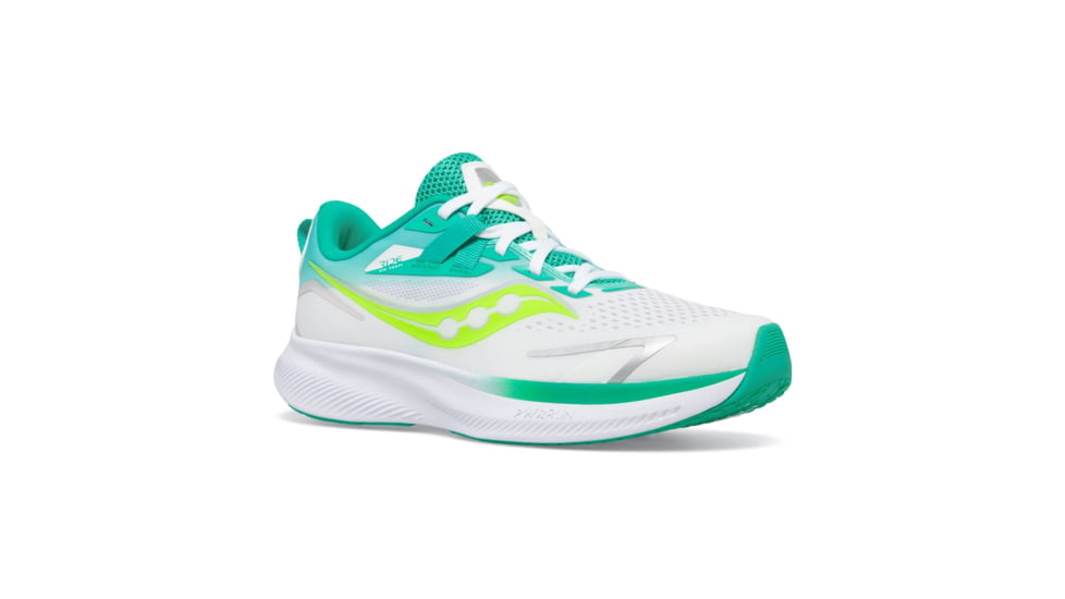 Saucony Ride 15 Shoes - Kids, White/Green, 2.5, Medium, SK167456-M-2.5