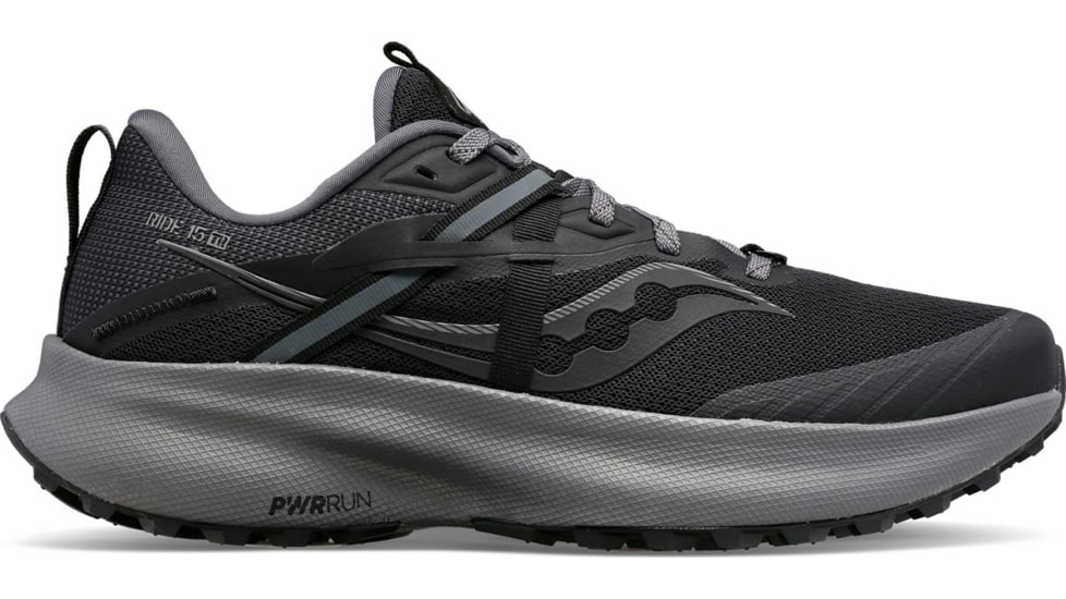 Saucony Ride 15 TR Trail Shoes - Mens, Black/Charcoal, 14, Medium, S20775-10-001-M-140