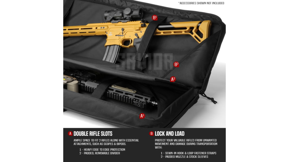 Savior Equipment American Classic Double Rifle Case, 42in, Black, RB-4212DG-V1-BK