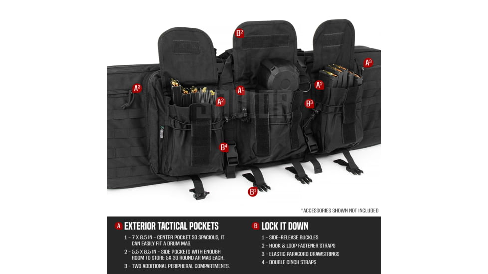 Savior Equipment American Classic Double Rifle Case, 42in, Black, RB-4212DG-V1-BK