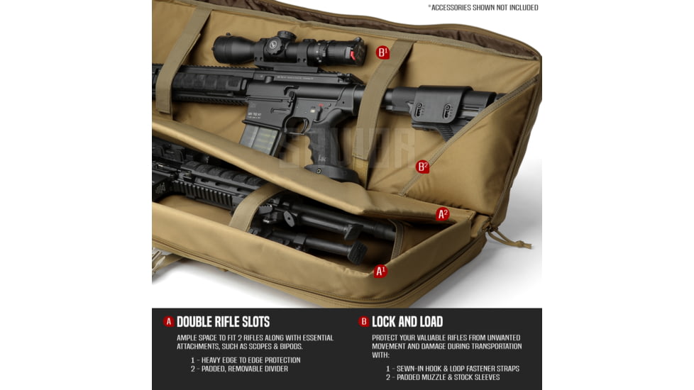 Savior Equipment American Classic Double Rifle Case, 42in, Dark FDE, RB-4212DG-V1-TN
