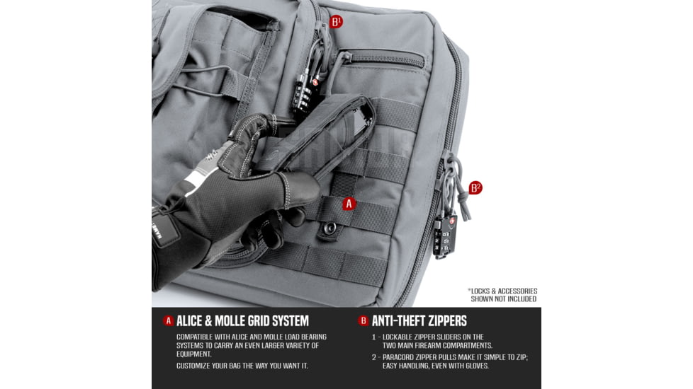 Savior Equipment American Classic Double Rifle Case, 46in, Gray, RB-4612DG-V1-GS