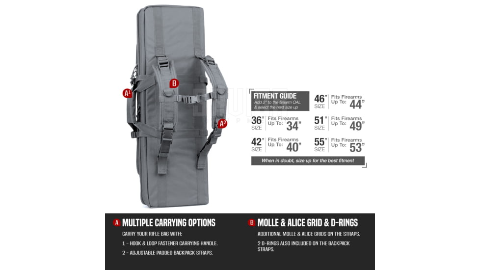 Savior Equipment American Classic Double Rifle Case, 46in, Gray, RB-4612DG-V1-GS