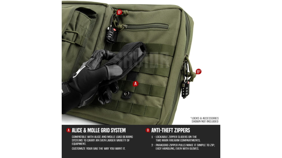 Savior Equipment American Classic Double Rifle Case, 55in, OD Green, RB-5512DG-V1-OG