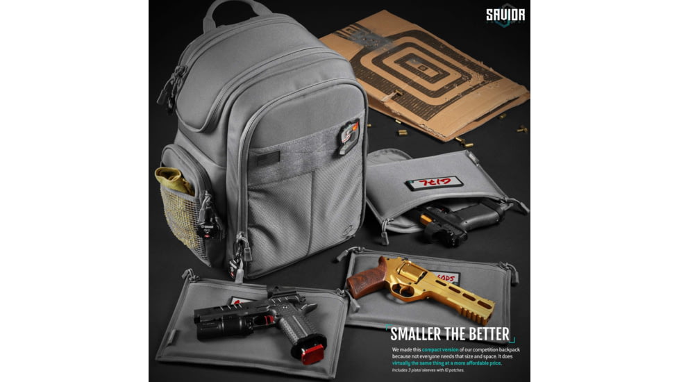 Savior Equipment Compact S.E.M.A Pistol Backpack, 3 Gun, SW Gray, BP-CPSEMA-WS-GS