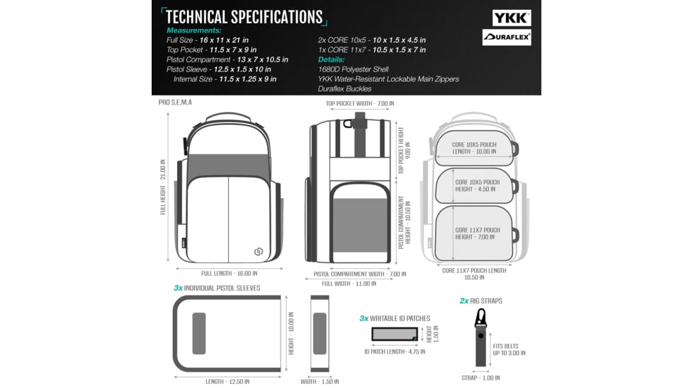 Savior Equipment PRO S.E.M.A Competition Backpack, Black, BP-SEMAXL-PRO-BK