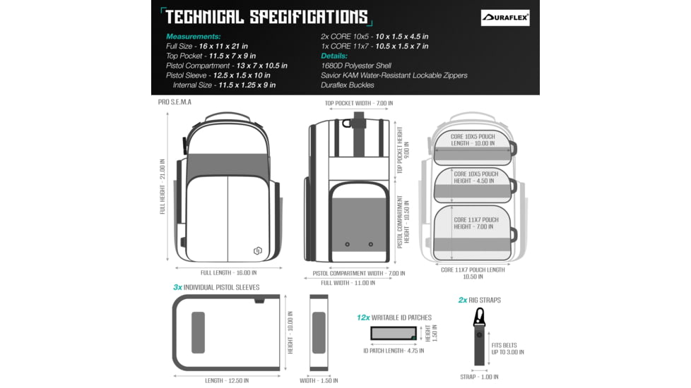 Savior Equipment PRO S.E.M.A Competition Backpack, OD Green, 16 x 21 x11, BP-SEMAXL-PRO-OG