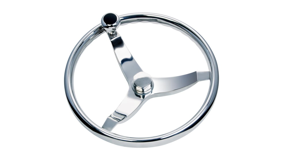 Schmitt &amp; Ongaro Marine 714 Vision Cast 13.5&quot; SS WHeel w/Knob, Finger Grip &amp; Faux Nut - 3/4&quot; Taper Shaft 56439