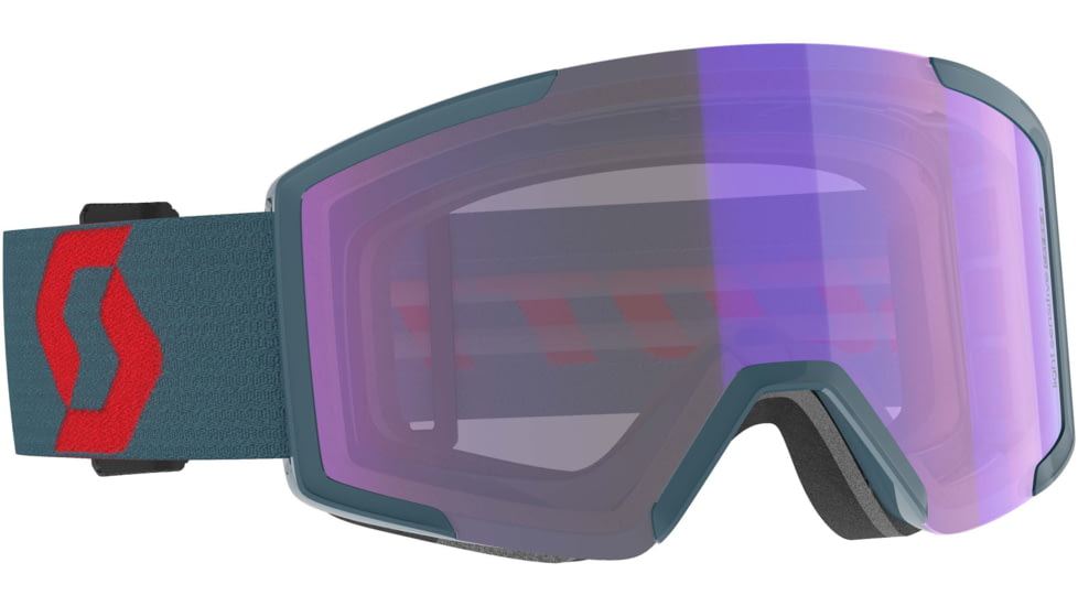 SCOTT Shield LS Goggle, Neon Red/Aruba Green/Light Sensitive Blue Chrome, 2778367411307