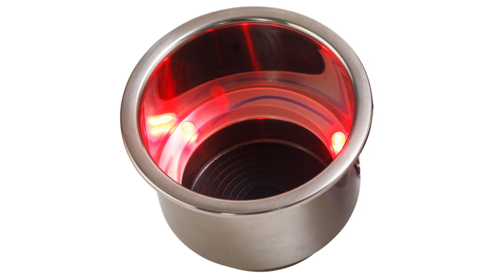 Sea-Dog LED Flush Mount Combo Drink Holder w/Drain Fitting - Red LED 77176
