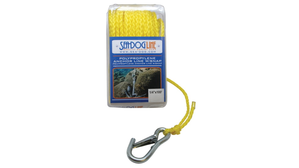 Sea-Dog Polypropylene Anchor Line With Snap 3/8in x 75ft, Yellow, 304210075YW-1