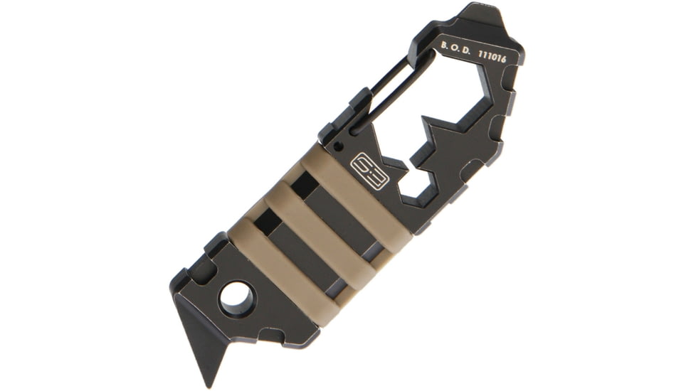 Sektor3 Tools 1B Tool With Cutter, Titanium, Overall 3.875in, Black Finish Blade, Black/Tan Custom Rail Covers, SKT1B