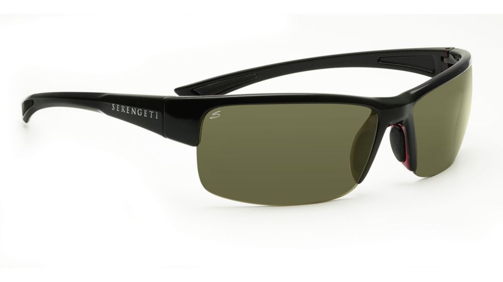 Serengeti Corrente Sunglasses - Shiny Black/Crystal Red Frame, Polar PhD 555nm Lenses 7693