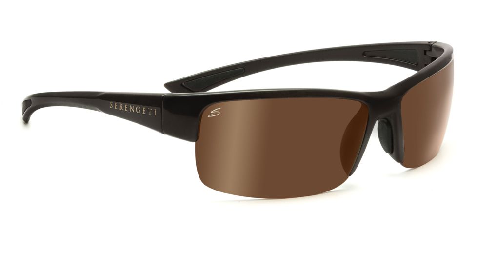 Serengeti Corrente Sunglasses - Shiny Crystal Cognac/Satin Dark Brown Frame, Polar PhD Drivers Gold Lenses 7698
