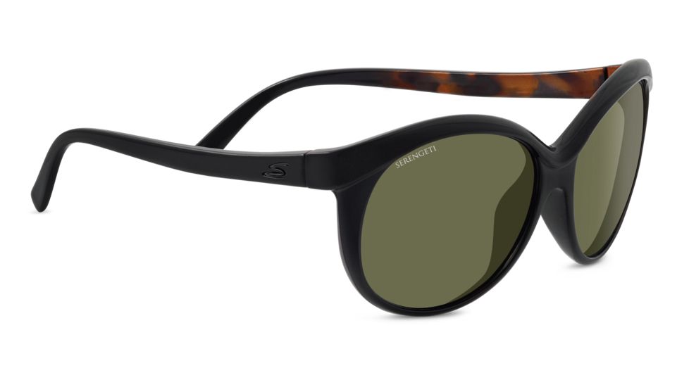Serengeti Caterina Sunglasses, Shiny Black Tortoise Frame, Polarized 555nm Lens, 8185