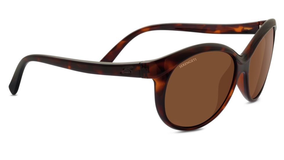 Serengeti Caterina Sunglasses, Shiny Dark Tortoise Frame, Polarized Drivers Lens, 8188