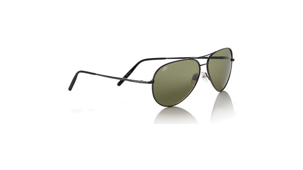Serengeti Aviator Sunglass - Medium, Shiny Gunmetal Frame, 555nm Polarized Lenses 7190