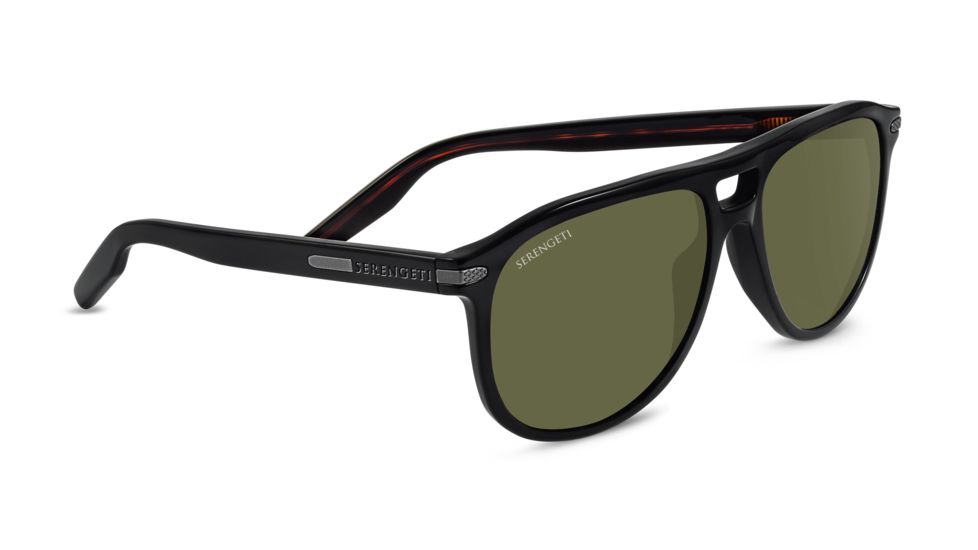 Serengeti Giacomo Sunglasses,Shiny Black/Dark Tortoise Frame,Polarized 555nm Round Lens 8468