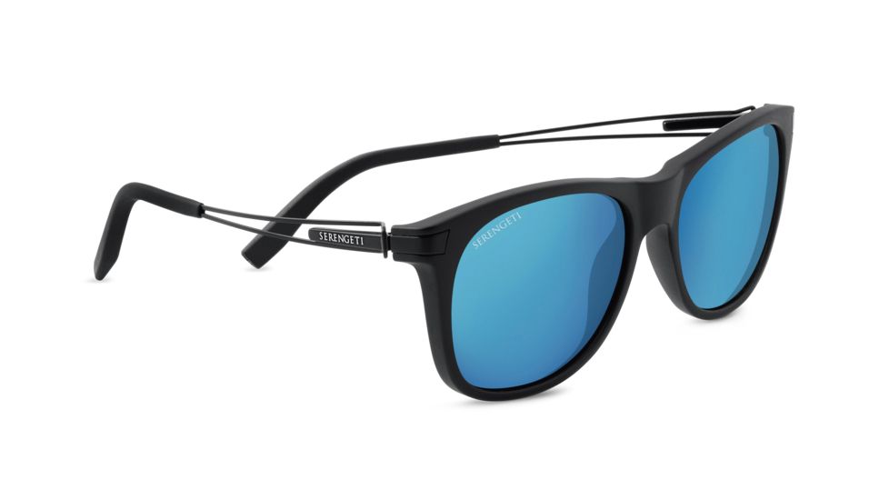 Serengeti Pavia Sunglasses, Satin Black Frame, Polarized 555nm Blue  Lens, 8203