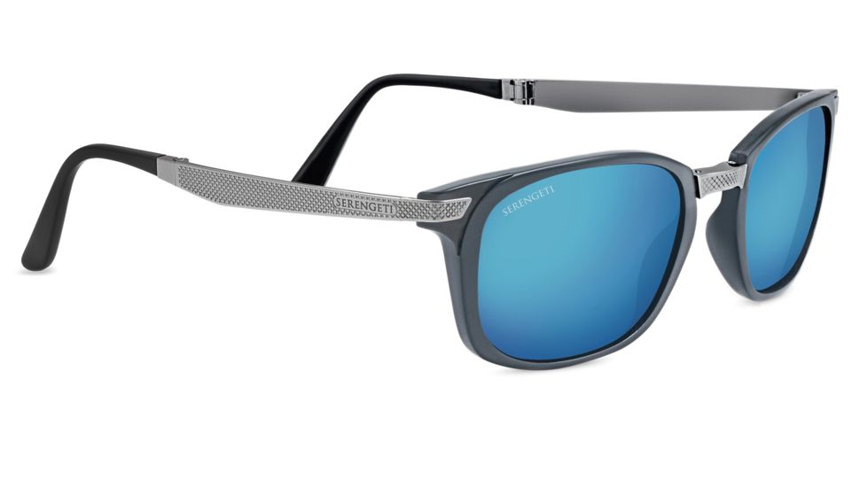 Serengeti Volare Sunglasses,Sanded Gray Frame,Polarized 555nm Blue Square Lens 8499