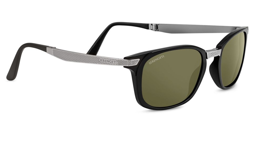 Serengeti Volare Sunglasses,Satin Black Frame,Polarized 555nm Square Lens 8495