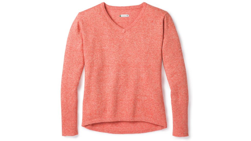 Smartwool Shadow Pine V-Neck Sweater-Women's, Habanero-Moonbeam Heather, Extra Small, SW000345A71-XS