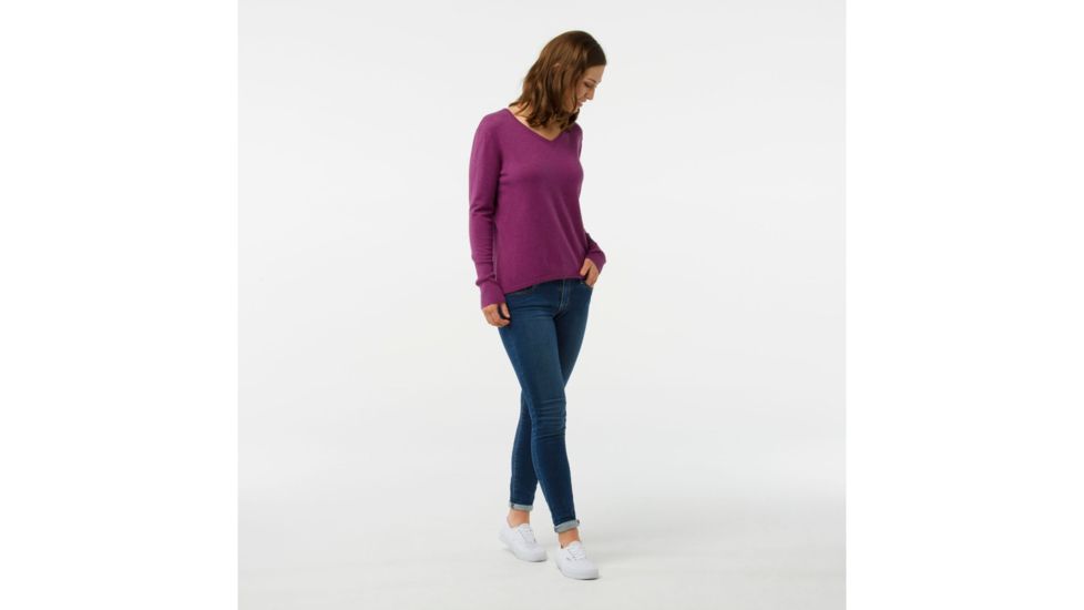 Smartwool Shadow Pine V-Neck Sweater-Women's, Meadow Mauve H, Small, SW000345A11-S