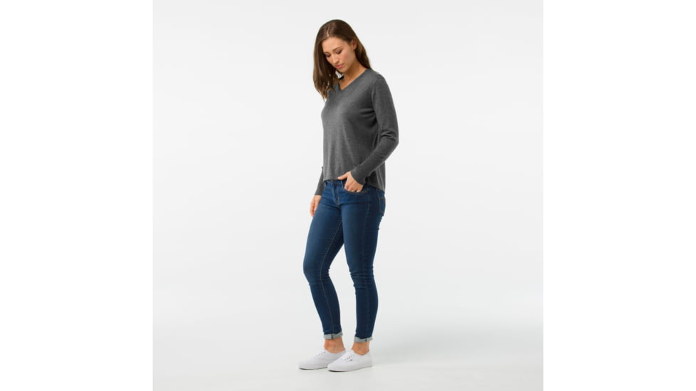 Smartwool Shadow Pine V-Neck Sweater-Women's, Medium Gray Donegal, Medium, SW000345A43-M